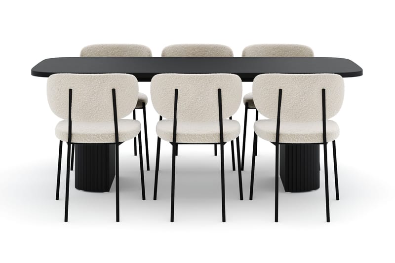 Kopparbo Ruokapöytä 200 cm ja 6 Gemmiano Tuolia - Musta - Huonekalut - Pöytä & ruokailuryhmä - Ruokailuryhmä