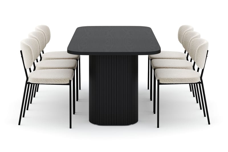 Kopparbo Ruokapöytä 200 cm ja 6 Gemmiano Tuolia - Musta - Huonekalut - Pöytä & ruokailuryhmä - Ruokailuryhmä