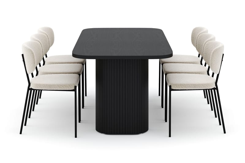 Kopparbo Ruokapöytä 200 cm ja 6 Gemmiano Tuolia - Musta - Huonekalut - Pöytä & ruokailuryhmä - Ruokailuryhmä