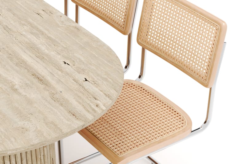 Kopparbo Ruokapöytä Travertiinin näköinen ja 6 kpl Build Matkplolar - Beige - Huonekalut - Pöytä & ruokailuryhmä - Ruokailuryhmä