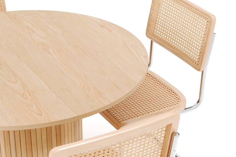 Kopparbo Ruokapöytä Pyöreä 106 cm Laajennettava ja 4 kpl Build Matkplolar - Valkoinen - Huonekalut - Pöytä & ruokailuryhmä - Ruokailuryhmä
