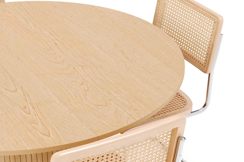 Kopparbo Ruokapöytä Pyöreä 130 cm Laajennettava ja 4 kpl Build Tuolia - Valkoinen - Huonekalut - Pöytä & ruokailuryhmä - Ruokailuryhmä