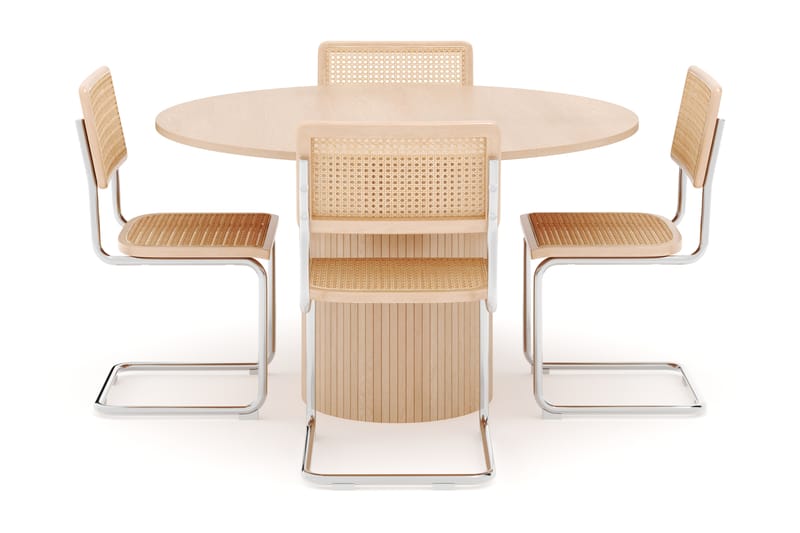 Kopparbo Ruokapöytä Pyöreä 130 cm ja 4 kpl Build Matkplolar - Beige - Huonekalut - Pöytä & ruokailuryhmä - Ruokailuryhmä