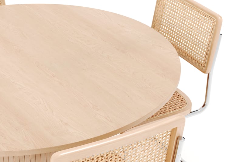 Kopparbo Ruokapöytä Pyöreä 130 cm ja 4 kpl Build Matkplolar - Beige - Huonekalut - Pöytä & ruokailuryhmä - Ruokailuryhmä