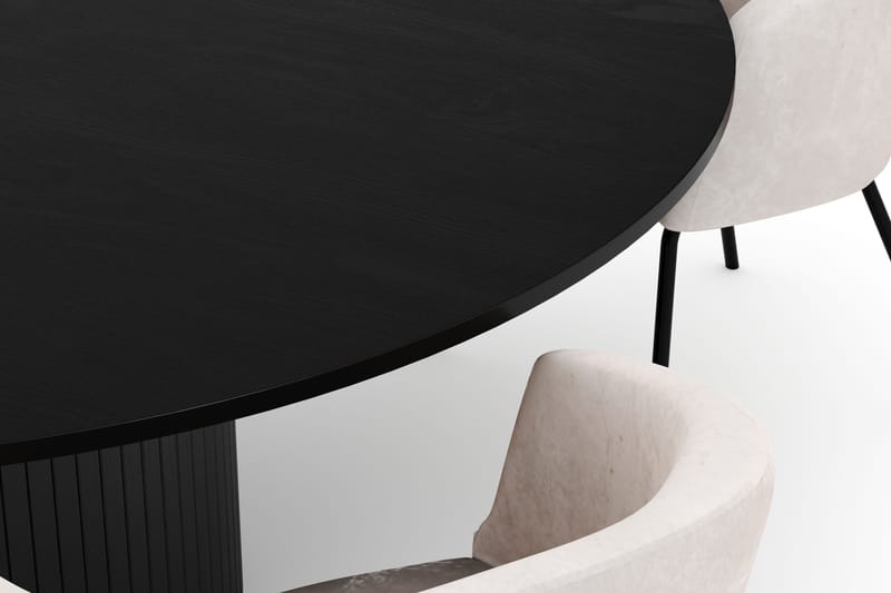 Kopparbo Suuri Pyöreä Ruokapöytä 180 cm ja 4 Berit Tuolia - Musta - Huonekalut - Pöytä & ruokailuryhmä - Ruokailuryhmä