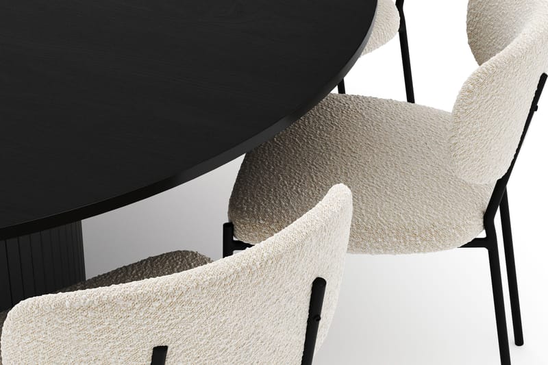 Kopparbo Suuri Pyöreä Ruokapöytä 180 cm ja 8 Gemmiano Tuolia - Musta - Huonekalut - Pöytä & ruokailuryhmä - Ruokailuryhmä