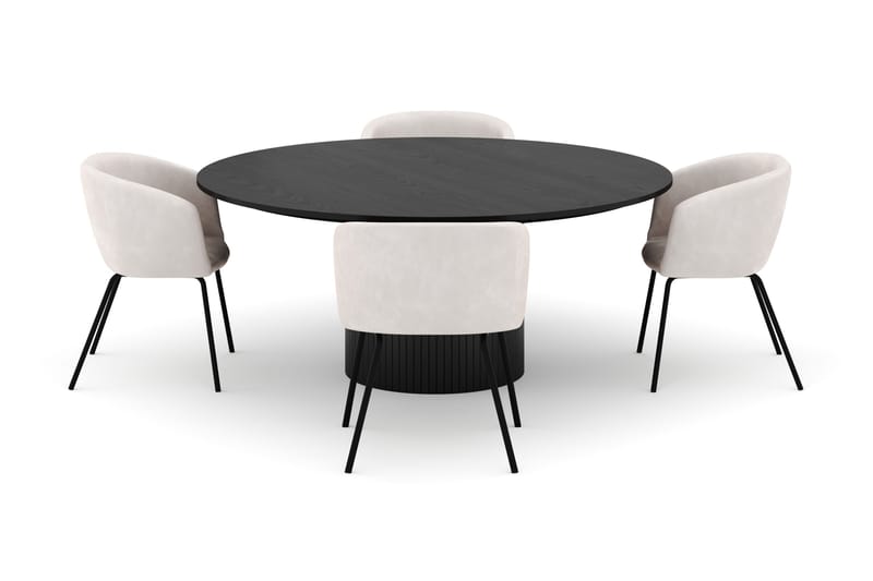 Kopparbo Suuri Pyöreä Ruokapöytä 180 cm ja 4 Berit Tuolia - Musta - Huonekalut - Pöytä & ruokailuryhmä - Ruokailuryhmä