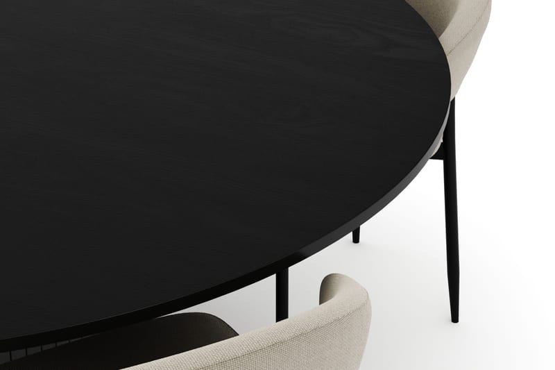 Kopparbo Suuri Pyöreä Ruokapöytä 180 cm ja 4 Sawako Tuolia - Musta - Huonekalut - Pöytä & ruokailuryhmä - Ruokailuryhmä