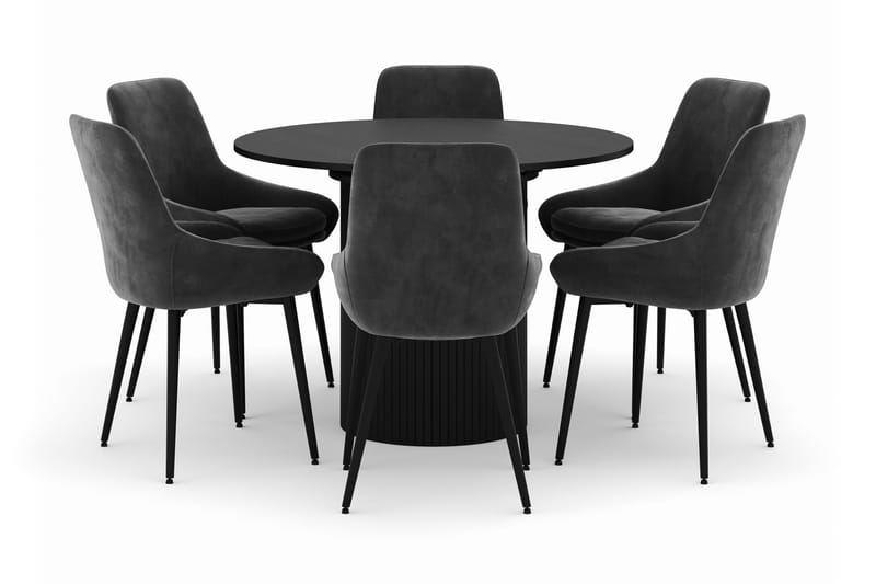 Kopparbo Pyöreä Ruokailuryhmä 106-156cm 6 Alsarp Ruokatuolilla, Musta