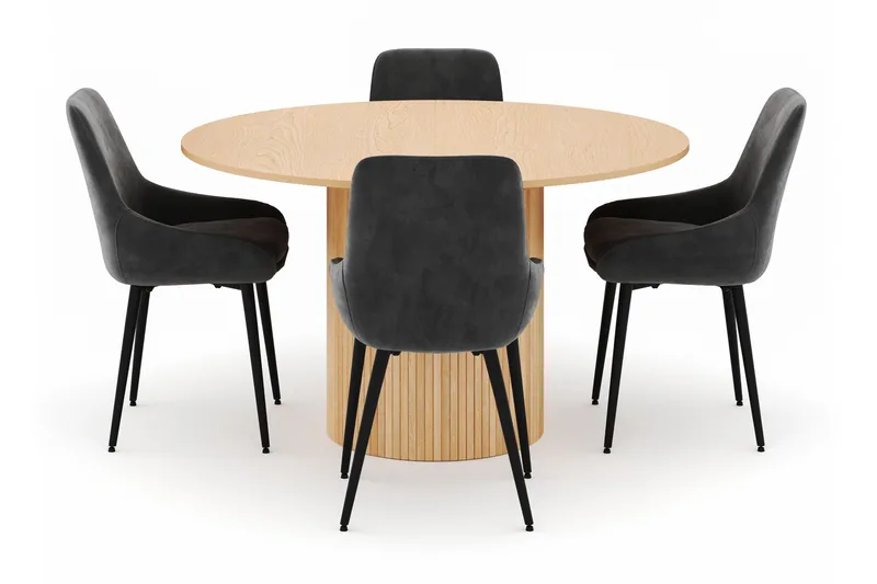 Kopparbo Pyöreä Ruokailuryhmä 130-150 cm 4 Alsarp Ruokatuolilla - Natural - Huonekalut - Pöytä & ruokailuryhmä - Ruokailuryhmä