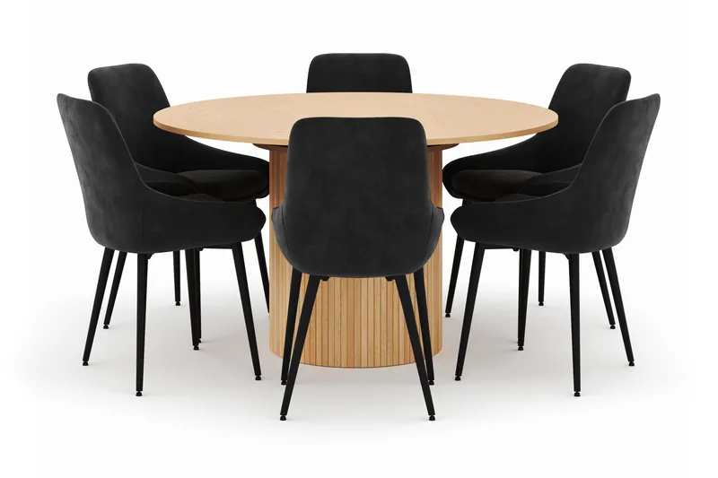 Kopparbo Pyöreä Ruokailuryhmä 130-150 cm 6 Alsarp Ruokatuolilla, Natural