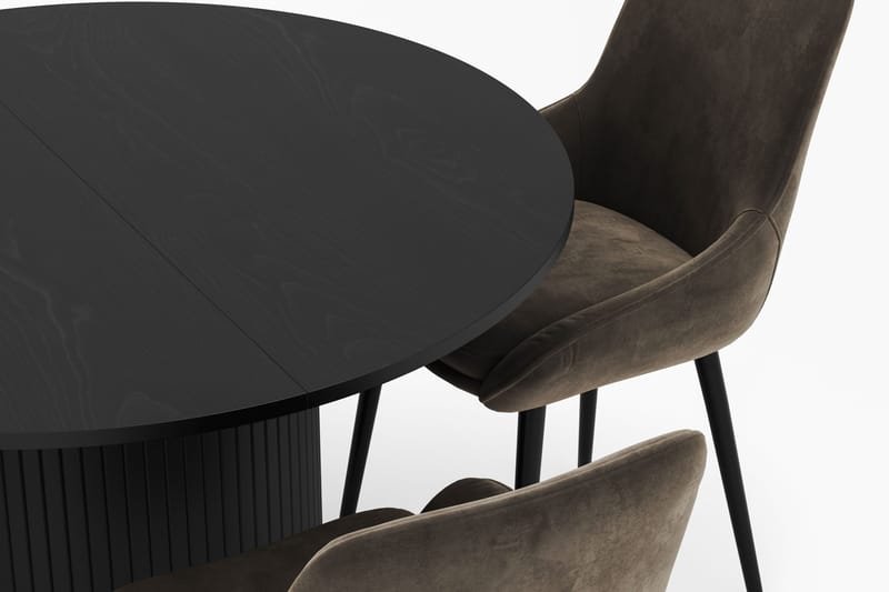 Kopparbo Pyöreä Ruokailuryhmä 106-156cm 4 Alsarp Ruokatuolilla - Musta - Huonekalut - Pöytä & ruokailuryhmä - Ruokailuryhmä