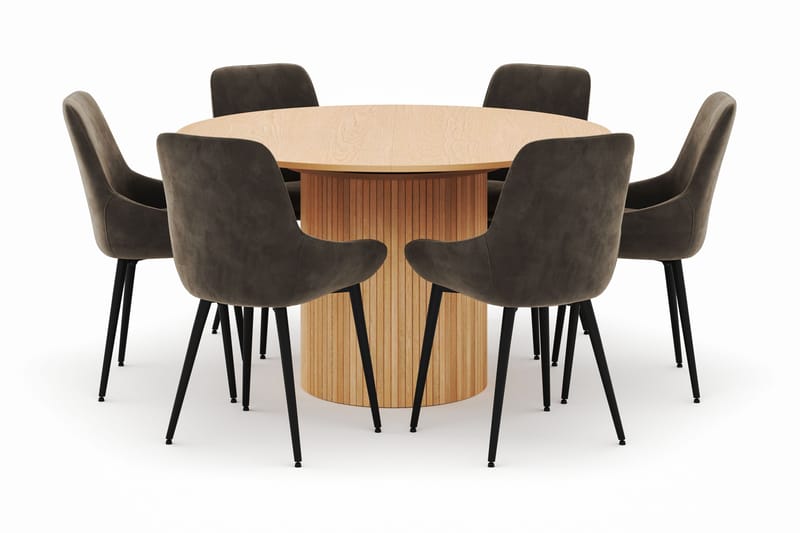 Kopparbo Pyöreä Ruokailuryhmä 130-150 cm 6 Alsarp Ruokatuolilla - Natural - Huonekalut - Pöytä & ruokailuryhmä - Ruokailuryhmä