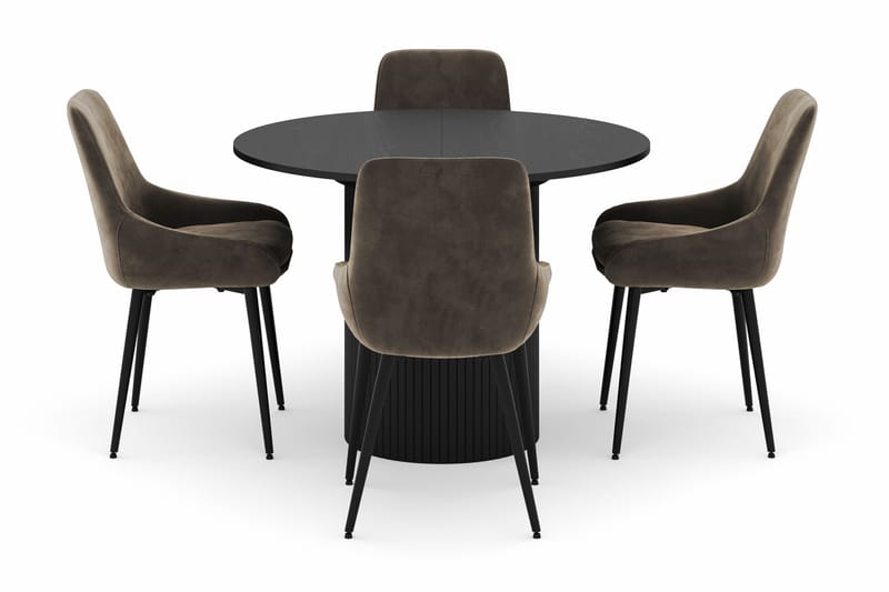 Kopparbo Pyöreä Ruokailuryhmä 106-156cm 4 Alsarp Ruokatuolilla - Musta - Huonekalut - Pöytä & ruokailuryhmä - Ruokailuryhmä