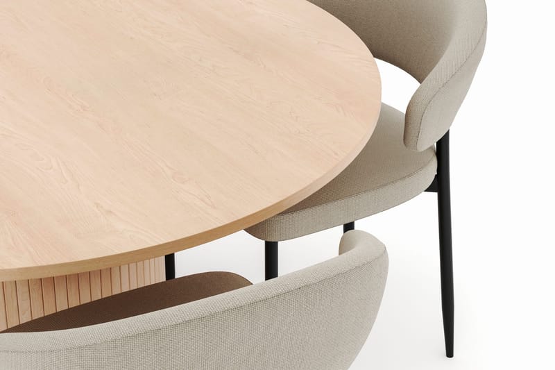 Kopparbo Pyöreä Ruokapöytä 130 cm ja 4 Sawako Tuolia - Beige - Huonekalut - Pöytä & ruokailuryhmä - Ruokailuryhmä