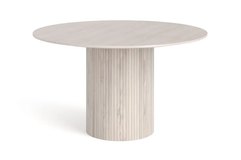 Kopparbo pyöreä ruokapöytä 130 cm, viilu, Valkokuultolakattu