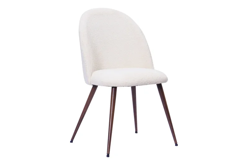 Kopparbo Pyöreä Ruokapöytä 150 cm 6 Nibe Plus Ruokatuolilla - Pähkinä / Valkoinen Bouclé / Metallijalat Pähkinä - Huonekalut - Pöytä & ruokailuryhmä - Ruokailuryhmä