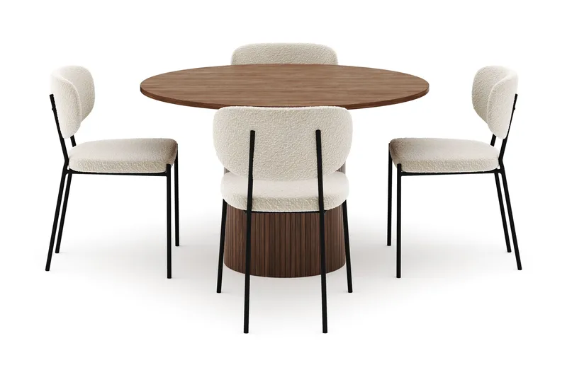 Kopparbo Pyöreä Ruokapöytä 120 cm ja 4 Gemmiano Tuolia - Tummanruskea - Huonekalut - Pöytä & ruokailuryhmä - Ruokailuryhmä