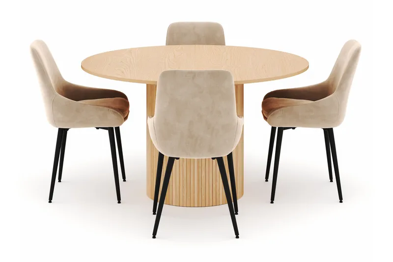 Kopparbo Pyöreä Ruokailuryhmä 130-150 cm 4 Alsarp Ruokatuolilla - Natural - Huonekalut - Pöytä & ruokailuryhmä - Ruokailuryhmä