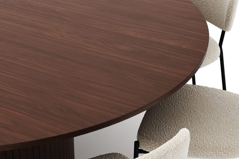 Kopparbo Pyöreä Ruokapöytä 180 cm ja 8 Gemmiano Tuolia - Pähkinä - Huonekalut - Pöytä & ruokailuryhmä - Ruokailuryhmä