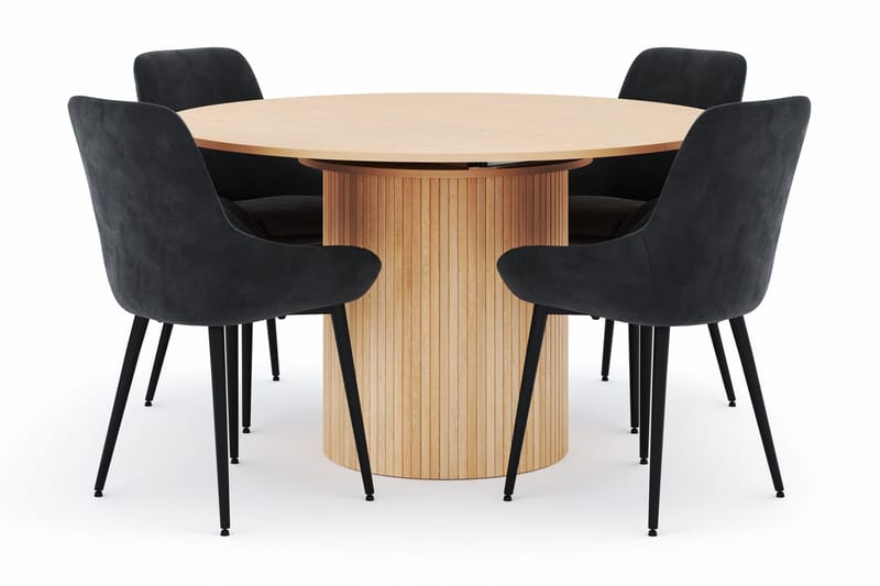 Kopparbo Pyöreä Ruokailuryhmä 130-150 cm 4 Alsarp Ruokatuolilla, Natural