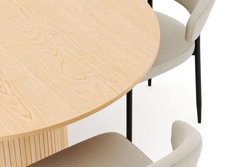 Kopparbo Pyöreä Ruokapöytä 130 cm Jatkettava ja 4 Sawako Tuolia - Valkoinen - Huonekalut - Pöytä & ruokailuryhmä - Ruokailuryhmä