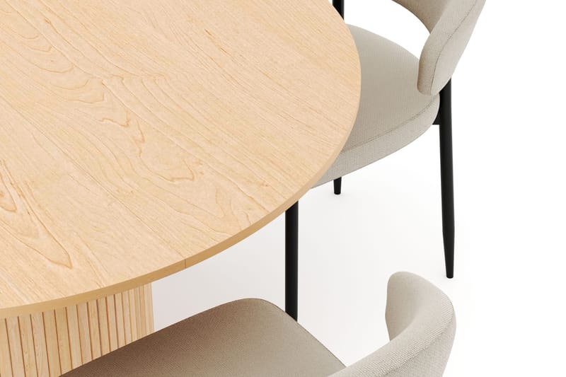 Kopparbo Pyöreä Ruokapöytä 130 cm Jatkettava ja 4 Sawako Tuolia - Valkoinen - Huonekalut - Pöytä & ruokailuryhmä - Ruokailuryhmä