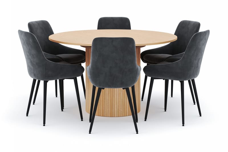 Kopparbo Pyöreä Ruokailuryhmä 130-150 cm 6 Alsarp Ruokatuolilla, Natural