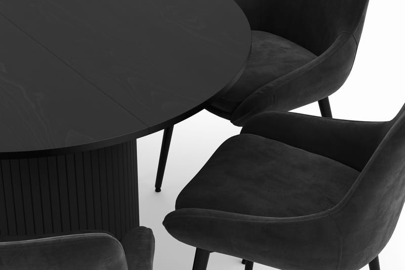 Kopparbo Pyöreä Ruokailuryhmä 106-156cm 6 Alsarp Ruokatuolilla - Musta - Huonekalut - Pöytä & ruokailuryhmä - Ruokailuryhmä