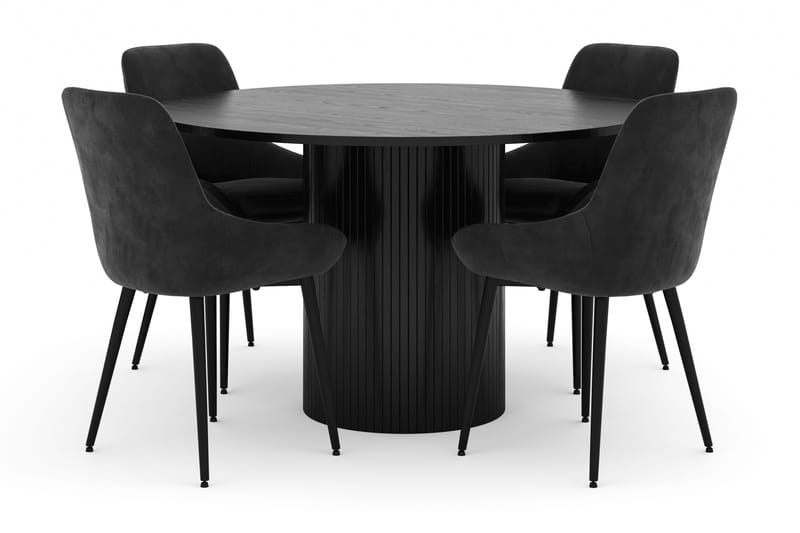 Kopparbo Pyöreä Ruokailuryhmä 130 cm 4 Alsarp Ruokatuolilla, Musta