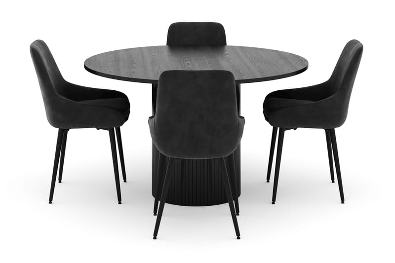 Kopparbo Pyöreä Ruokailuryhmä 130 cm 4 Alsarp Ruokatuolilla - Musta - Huonekalut - Pöytä & ruokailuryhmä - Ruokailuryhmä