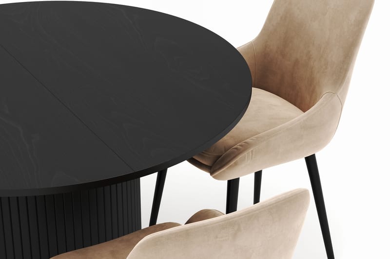 Kopparbo Pyöreä Ruokailuryhmä 106-156cm 4 Alsarp Ruokatuolilla - Musta - Huonekalut - Pöytä & ruokailuryhmä - Ruokailuryhmä