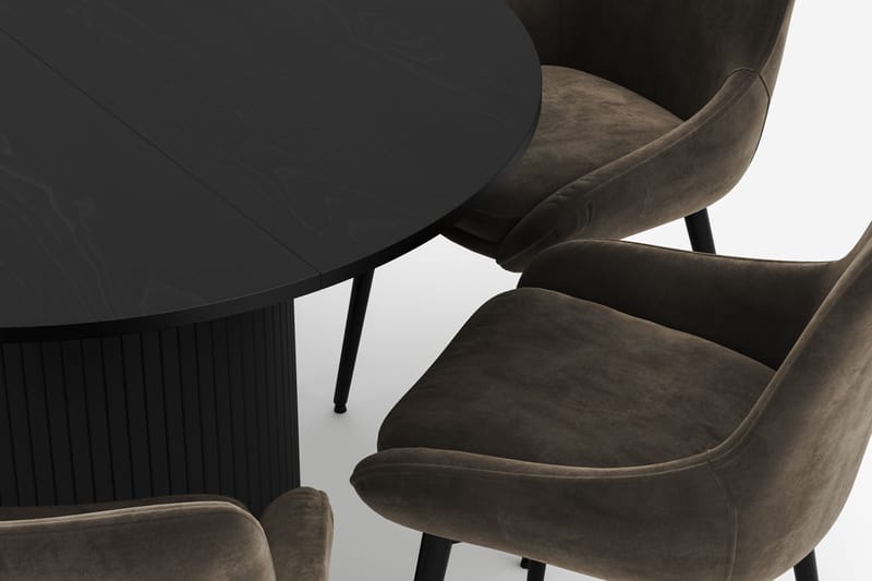 Kopparbo Pyöreä Ruokailuryhmä 106-156cm 6 Alsarp Ruokatuolilla - Musta - Huonekalut - Pöytä & ruokailuryhmä - Ruokailuryhmä