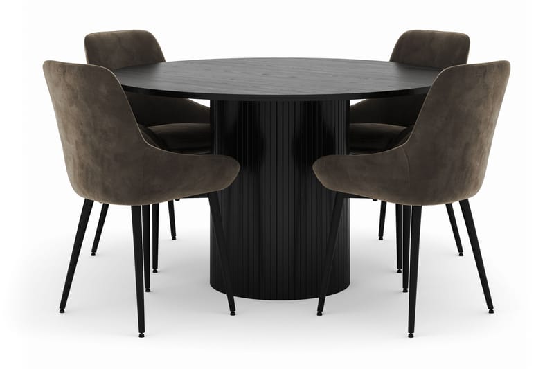 Kopparbo Pyöreä Ruokailuryhmä 130 cm 4 Alsarp Ruokatuolilla, Musta