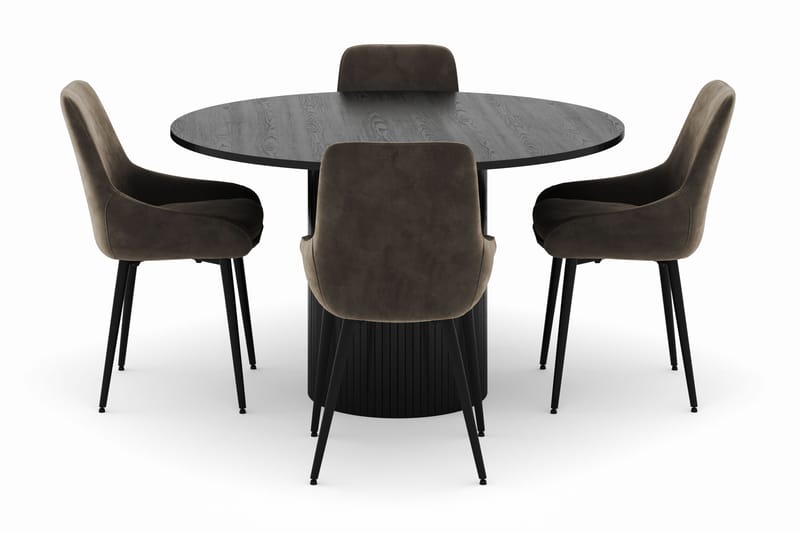 Kopparbo Pyöreä Ruokailuryhmä 130 cm 4 Alsarp Ruokatuolilla - Musta - Huonekalut - Pöytä & ruokailuryhmä - Ruokailuryhmä