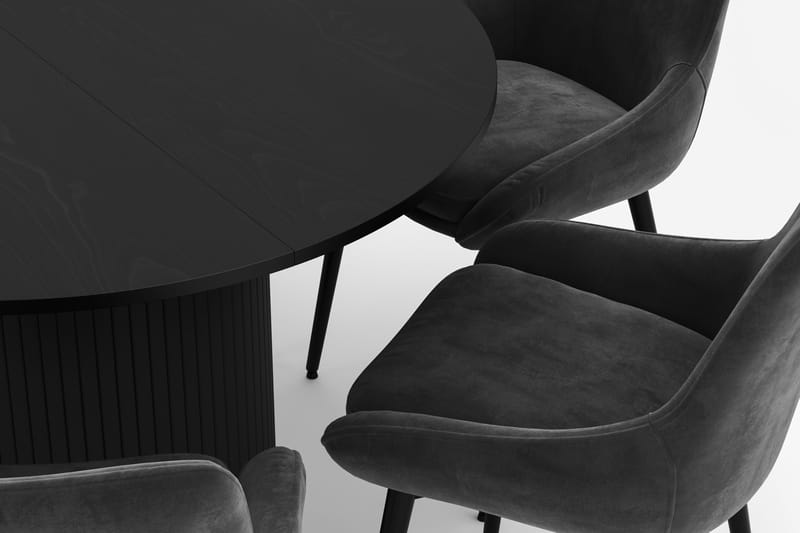 Kopparbo Pyöreä Ruokailuryhmä 106-156cm 6 Alsarp Ruokatuolilla - Musta - Huonekalut - Pöytä & ruokailuryhmä - Ruokailuryhmä