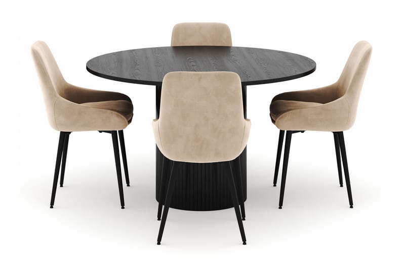 Kopparbo Pyöreä Ruokailuryhmä 130 cm 4 Alsarp Ruokatuolilla - Musta - Huonekalut - Pöytä & ruokailuryhmä - Ruokailuryhmä