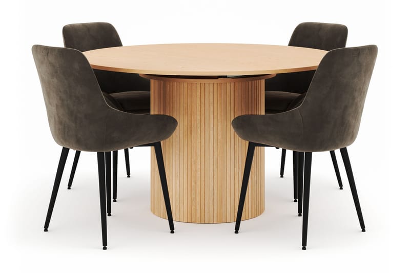 Kopparbo Pyöreä Ruokailuryhmä 130-150 cm 4 Alsarp Ruokatuolilla, Natural