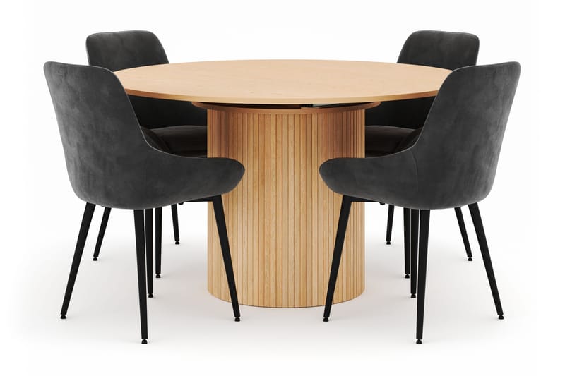 Kopparbo Pyöreä Ruokailuryhmä 130-150 cm 4 Alsarp Ruokatuolilla, Natural