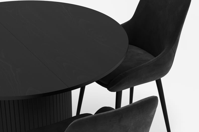 Kopparbo Pyöreä Ruokailuryhmä 106-156cm 4 Alsarp Ruokatuolilla - Musta - Huonekalut - Pöytä & ruokailuryhmä - Ruokailuryhmä