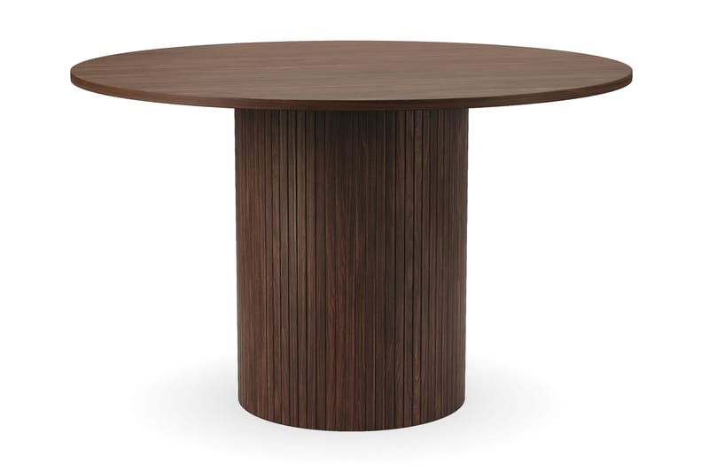 Kopparbo Pyöreä Ruokapöytä 120 cm 6 hengelle 4 Winston Ruokatuolilla - Tummanruskea / Beige / Metallijalat Musta - Huonekalut - Pöytä & ruokailuryhmä - Ruokailuryhmä