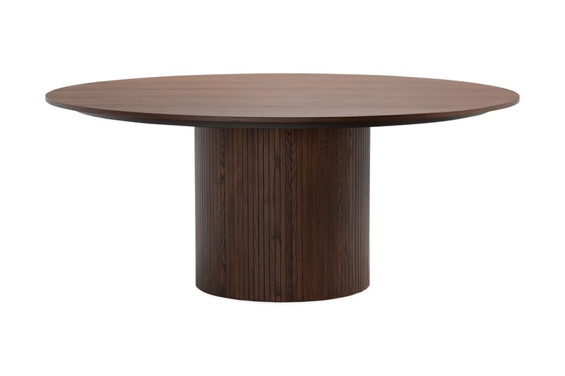 Kopparbo Pyöreä Ruokapöytä 180 cm 8 Winston Ruokatuolilla - Pähkinä / Beige / Metallijalat Musta - Huonekalut - Pöytä & ruokailuryhmä - Ruokailuryhmä
