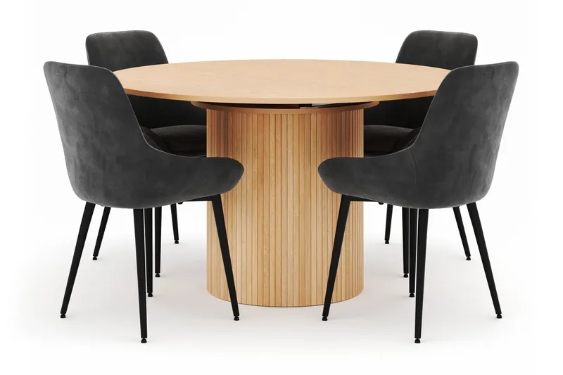 Kopparbo Pyöreä Ruokailuryhmä 130-150 cm 4 Alsarp Ruokatuolilla, Natural