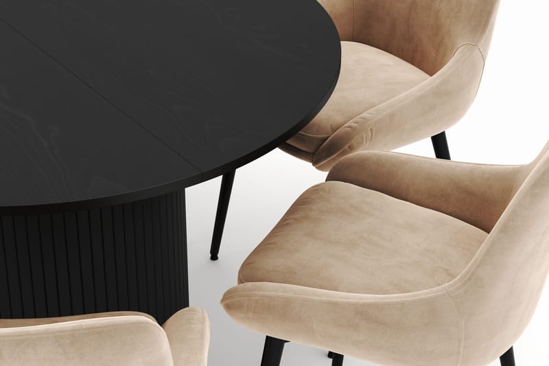 Kopparbo Pyöreä Ruokailuryhmä 106-156cm 6 Alsarp Ruokatuolilla - Musta - Huonekalut - Pöytä & ruokailuryhmä - Ruokailuryhmä