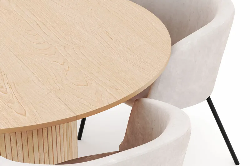 Kopparbo Pyöreä Ruokapöytä 130 cm Jatkettava ja 4 Berit Tuolia - Valkoinen - Huonekalut - Pöytä & ruokailuryhmä - Ruokailuryhmä