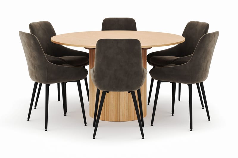 Kopparbo Pyöreä Ruokailuryhmä 130-150 cm 6 Alsarp Ruokatuolilla, Natural