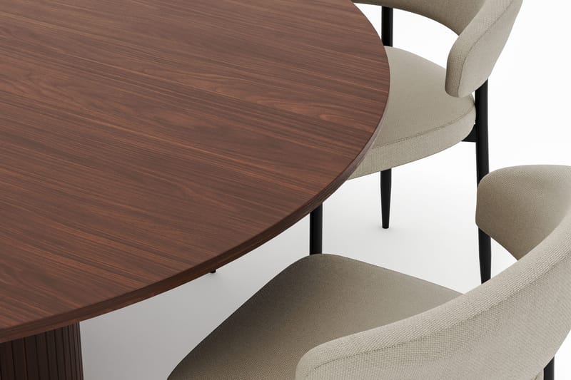 Kopparbo Pyöreä Ruokapöytä 180 cm ja 6 Sawako Tuolia - Pähkinä - Huonekalut - Pöytä & ruokailuryhmä - Ruokailuryhmä