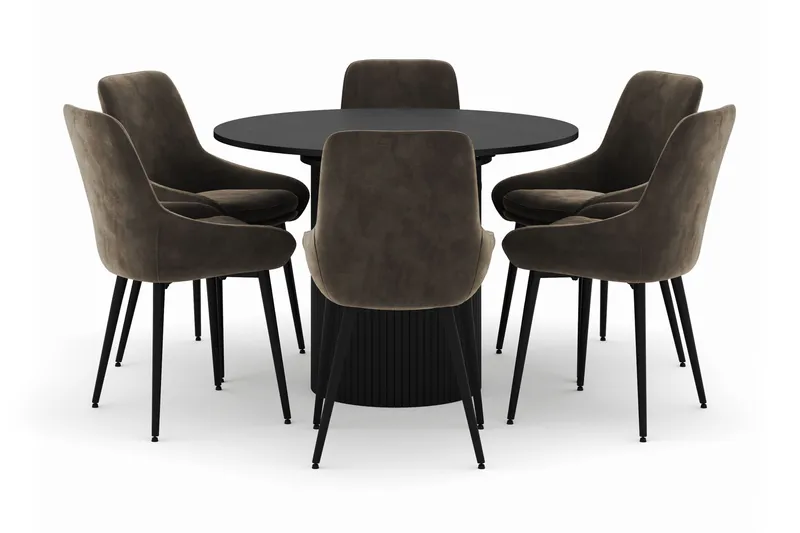 Kopparbo Pyöreä Ruokailuryhmä 106-156cm 6 Alsarp Ruokatuolilla, Musta