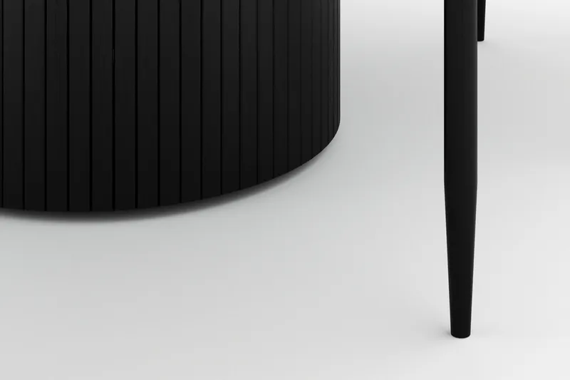 Kopparbo Pyöreä Ruokapöytä 130 cm ja 4 Sawako Tuolia - Musta - Huonekalut - Pöytä & ruokailuryhmä - Ruokailuryhmä