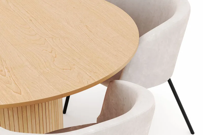 Kopparbo Pyöreä Ruokapöytä 130 cm Jatkettava ja 4 Berit Tuolia - Valkoinen - Huonekalut - Pöytä & ruokailuryhmä - Ruokailuryhmä